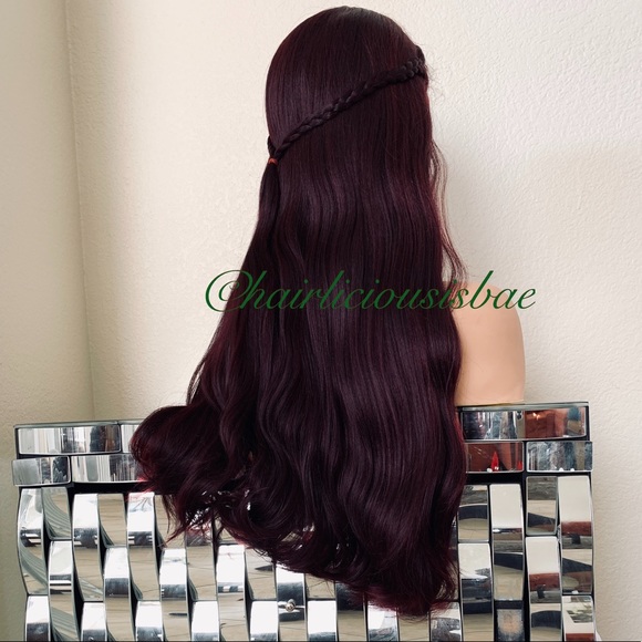Burgundy wig lace front middle part 24 inch long - Picture 3 of 7
